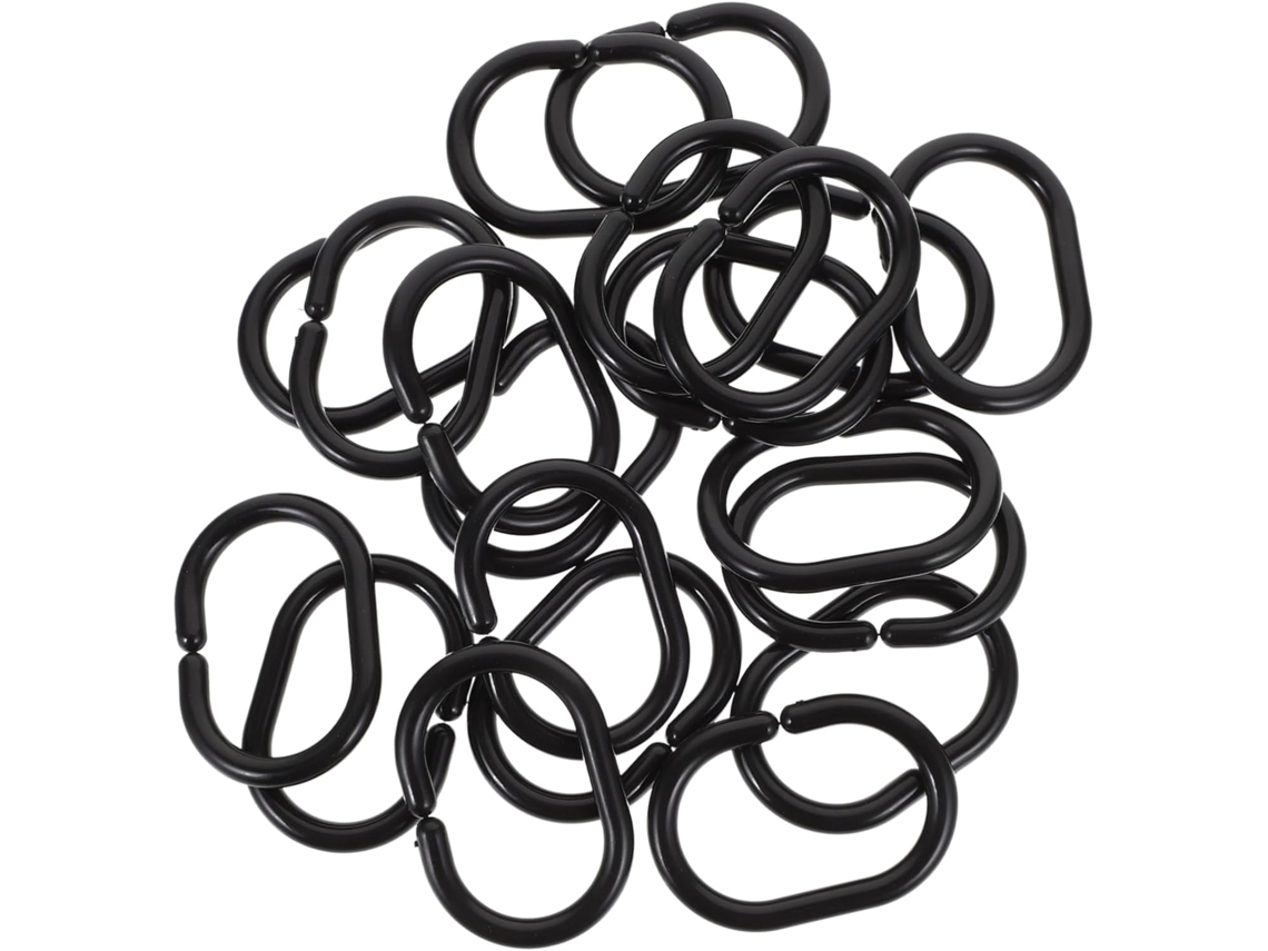 Juego de 20 ganchos de plástico para cortina de ducha, anillos para cortina de ducha, soportes de plástico para Vayotoy
