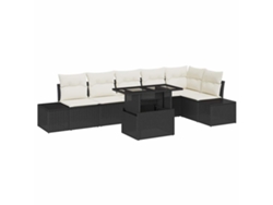Maison Exclusive - Conjunto De Sofá De Jardín Con Cojín Manual 7 Pcs Negro Y Crema