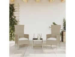 Juego de comedor de jardín de 3 piezas con cojines, mimbre sintético beige, Dkd Home Decor