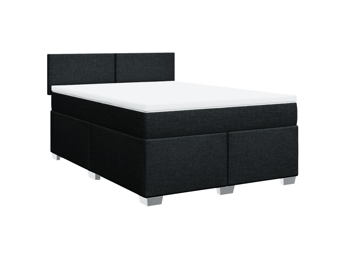 Maison Exclusive - Cama Box Spring Con Colchón Tela Negro 140x200 Cm