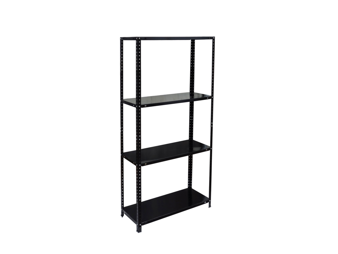Relaxdays Estante Cargas Pesadas, Aço, 145x75x30 Cm, 160 Kg, 4 Níveis, Cave, Garagem E Oficina, Preta