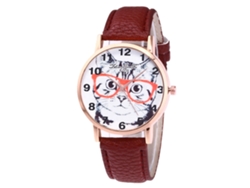Reloj De Pulsera De Cuarzo Para Hombre Con Correa De Cuero Marrón, Estilo Moderno.