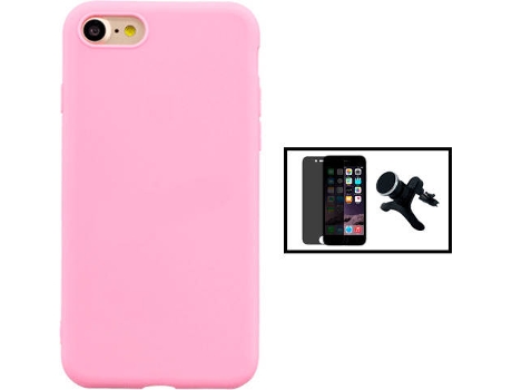 Kit Carcasa + Protector de Pantalla Privacidad + Soporte iPhone SE 2022 G4M Rosa