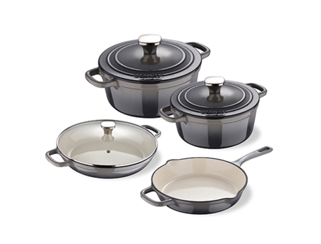 Batería de Cocina MASTERPRO Unique (Hierro Fundido - 7 Piezas - Ø 19 cm - Ø 24,5 cm - Ø 30,5 cm - Ø 27 cm)