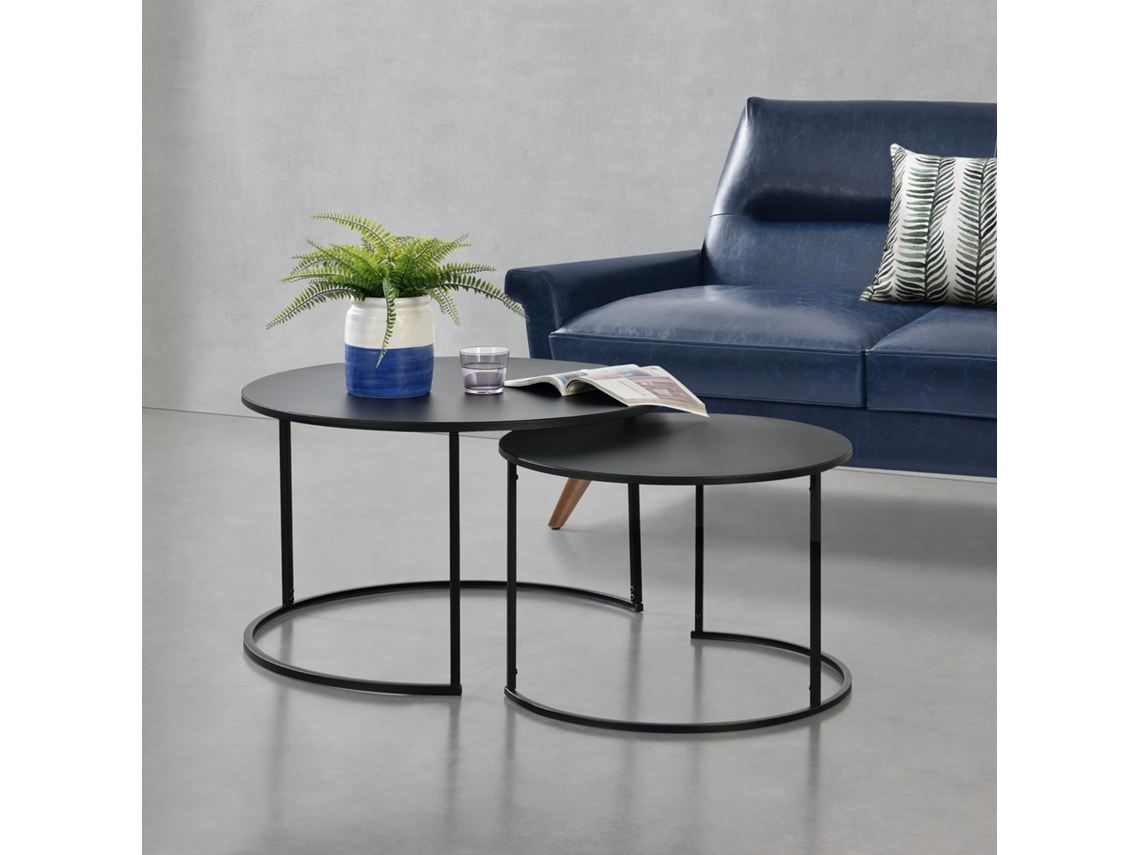 Mesa de Centro [EN.CASA] Korenica  (Negro - Hierro - 46 x 74 cm)