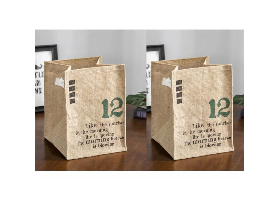 Caja de almacenamiento plegable grande de yute, organizador de ropa interior y juguetes, 2 piezas (d)