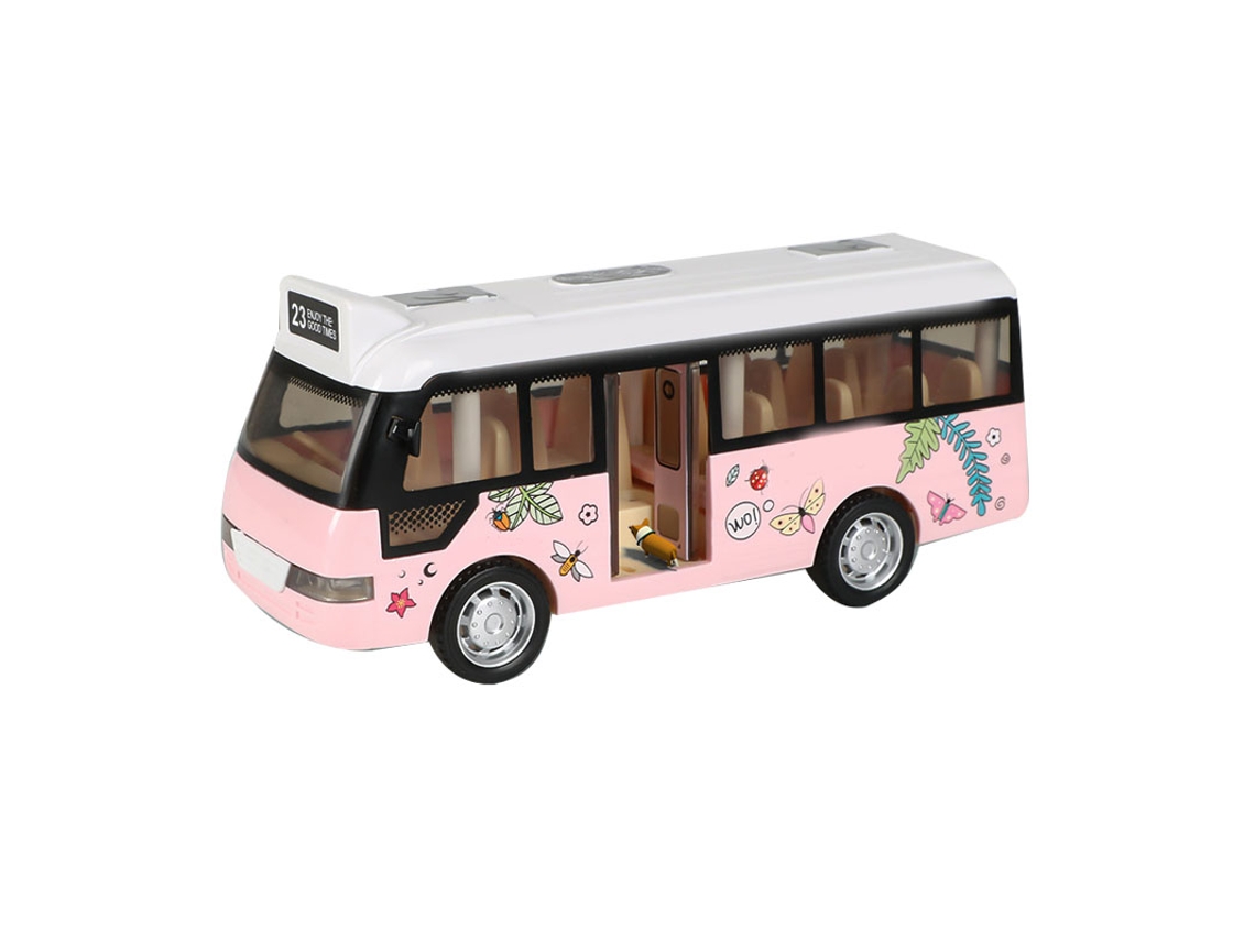 Vlola-autobús De Ciudad Con Sonido Y Luz Juguete Duradero Modelo Simulación Coches Con Puerta Abatible Rosa Para Niños