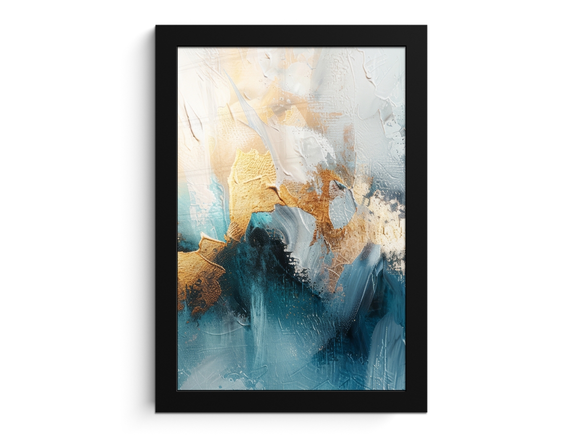 Póster Enmarcado Abstracto - Arte - Oro - Azul 20x30 Cm