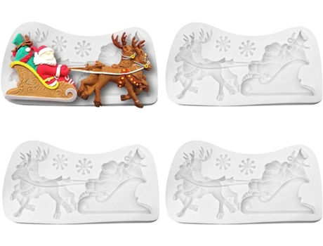 Moldes de chocolate de Navidad, Papá Noel con trineo, Molde para hornear de Navidad Moldes de silicona para dulces de fondant