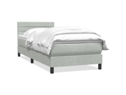 Maison Exclusive - Cama Box Spring Con Colchón Terciopelo Gris Claro 80x220 Cm