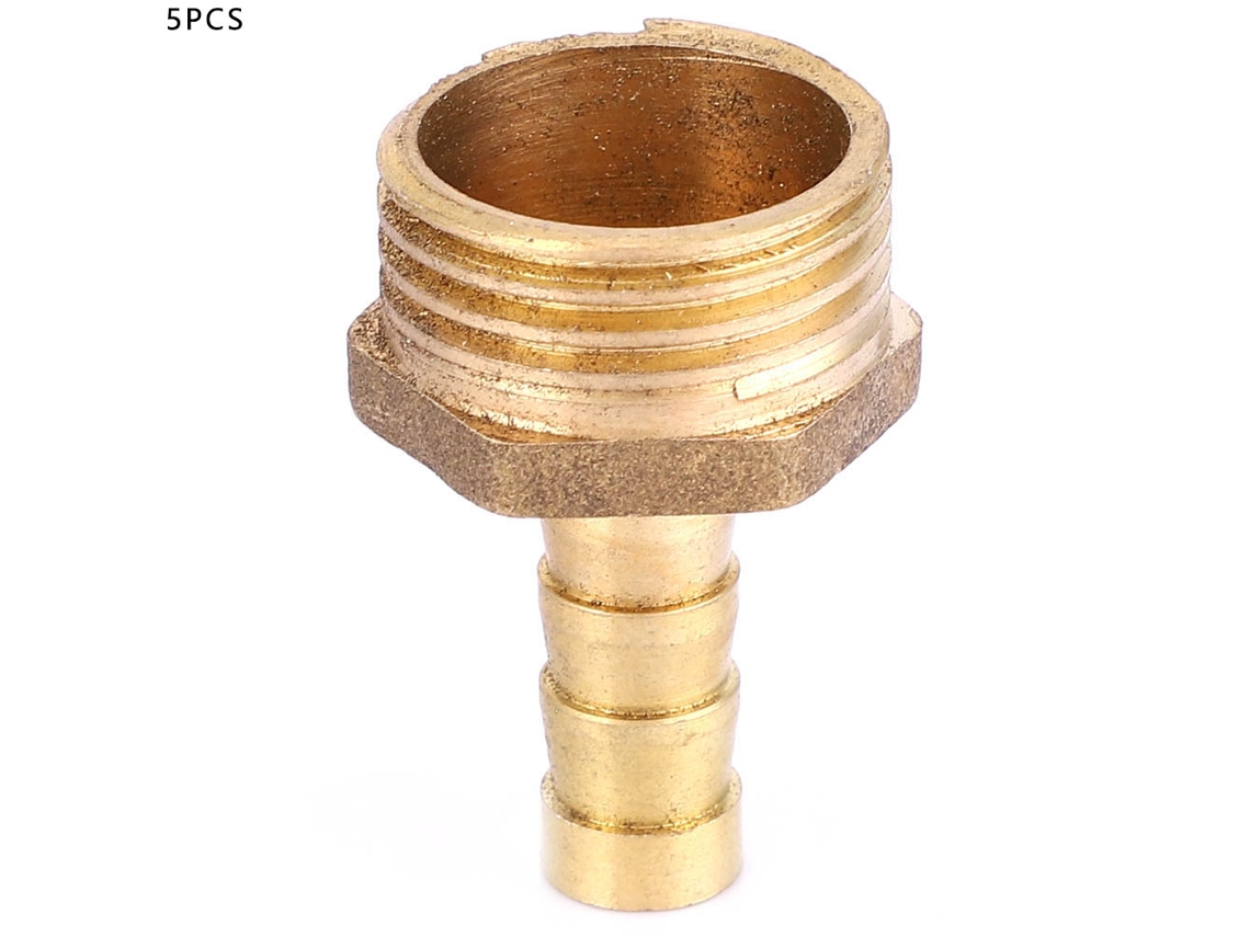 5 Piezas Conector Macho Bsp De Latón Con Manguera Barbada 8mm Adaptador Acoplamiento (1/2")