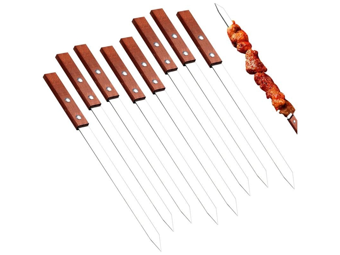 Brochetas De Acero Inoxidable Para Barbacoa, 8 Piezas, Reutilizables, Accesorios Prácticos Para Acampar Y Hacer Barbacoas.