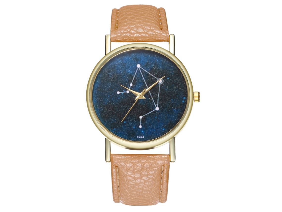 Reloj De Pulsera Analógico De Aleación Con Esfera Redonda Y Movimiento De Cuarzo Beige.