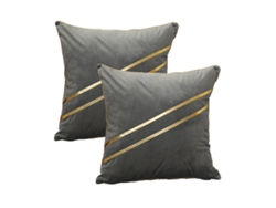 Funda De Almohada De Terciopelo Con Rayas De Cuero Dorado, 45,7 X 45,7 Cm