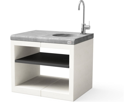 Módulo para Barbacoa TUOZI Kitaway con fregadero y grifo (Blanco, Gris - 84x63x71cm)