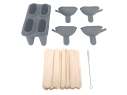 Molde De Silicona Para Paletas Heladas Con 50 Palitos - Práctico Y Portátil Para Uso Doméstico - Gris