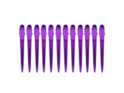 12pcs Grampos De Cabelo Para Salão Barbear Clips Papagaio Prata Anti-deslizante Design Redondo Roxo
