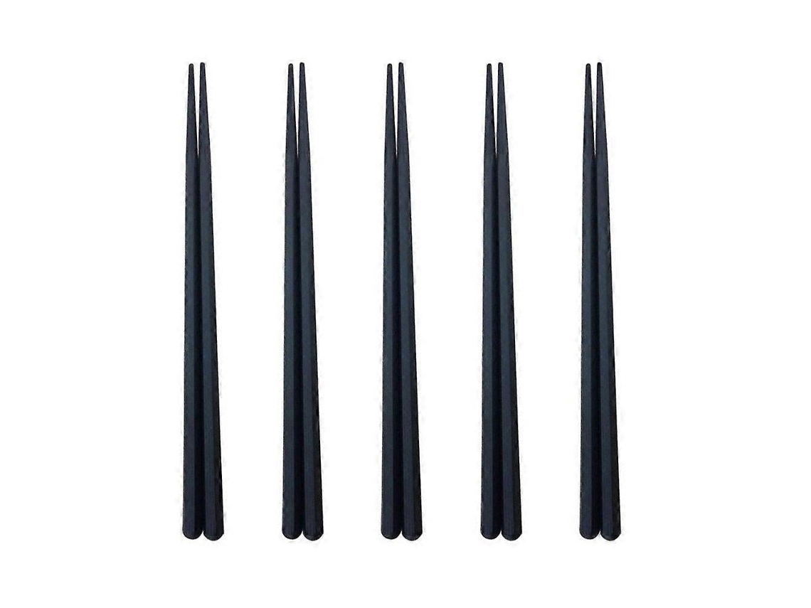 Juego de 5 pares de palillos de chef japoneses, estilo wakasa, fabricados en plástico resistente, ideales para la cocina asiática, para uso doméstico, 22,3 x 0,7 cm, color negro.