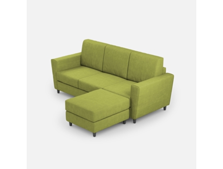 Sofá de 3 plazas (tres plazas de 60 cm) pouf dimensiones L.212 P.155 color verde ITYHOME
