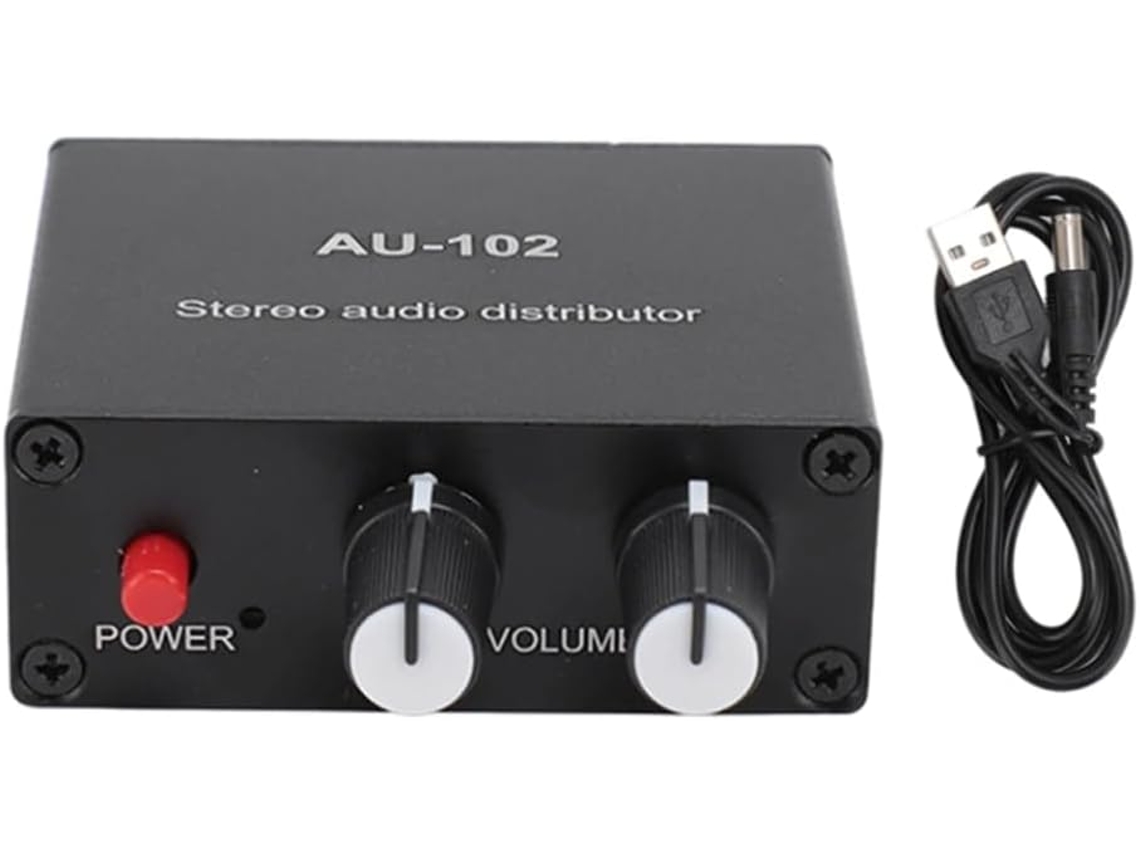Amplificador De Audio De 2 Canales Con 1 Entrada Y Salidas De 3,5 Mm, Solo Control, Distribuidor Estéreo.