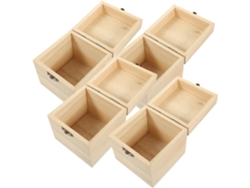 Cajas Almacenamiento Madera Estilo Creativo Natural Juego 4 Tapas Cierre Decorativas Cuadradas Organizar Joyas