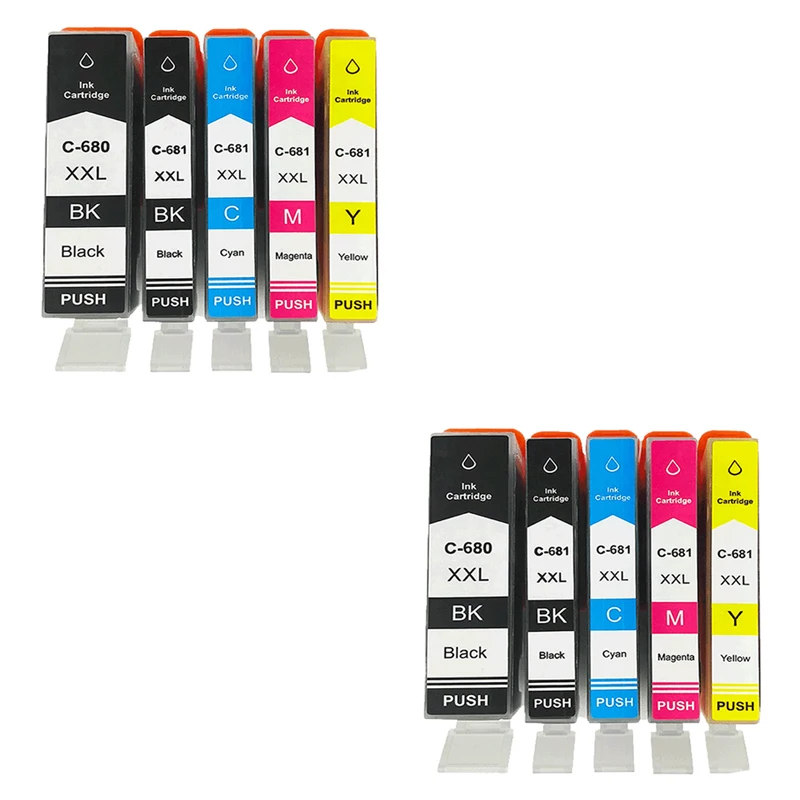 2set(10pc)pgi-680 Cli-681 Xxl Pgi680 Cli681 Ink Cartridge For Canon Pixma Tr7560 Tr8560 Ts6160 Ts6260 Ts8160 Ts8260 Ts9160 Ts9560 Ts706