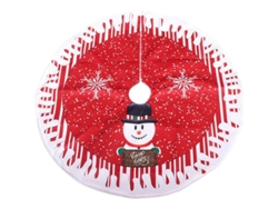 Falda Redonda Para Árbol De Navidad Con Copo De Nieve, 80 Cm, Roja, Tejido Suave.