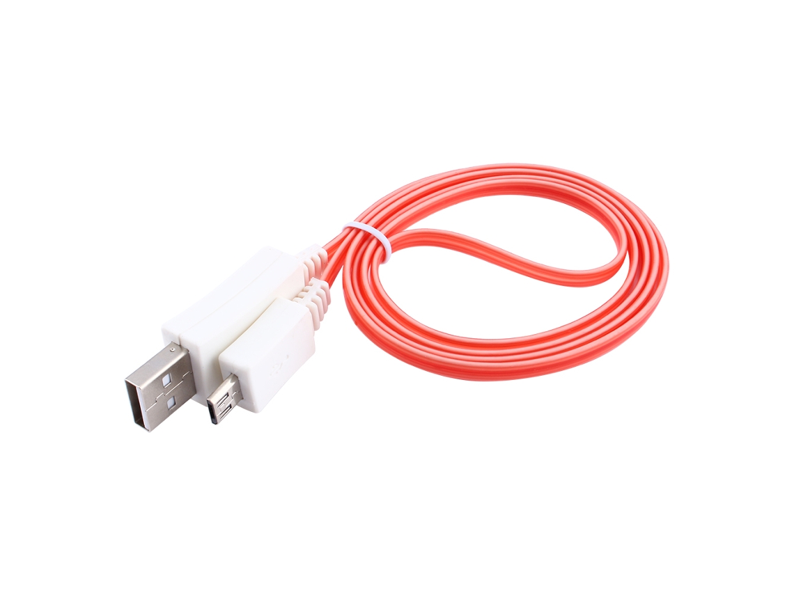 Cable De Datos Led Plano Iluminado, Compatible Con Android, Luz Roja