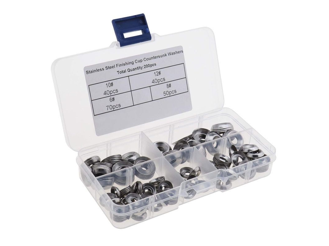 200 Arandelas De Acero Inoxidable 304 Para Tornillos De Cabeza Avellanada