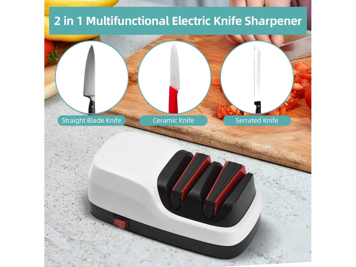 Afilador Eléctrico De Cuchillos Con 2 Etapas Para Un Afilado Y Pulido Rápidos, Compatible Con Cuchillos De Cerámica Y Dentados.