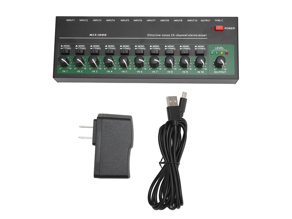 Consola De Mezcla De 10 Canales Con Control De Volumen Independiente, Estéreo De Bajo Ruido, Enchufe Estadounidense.