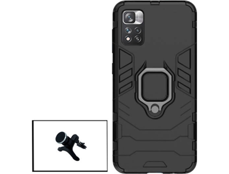 Kit Carcasa 3X1 Military + Soporte Magnético Carro Reforzado Xiaomi Redmi Note 11 Pro 5G PHONECARE Negro
