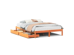 Maison Exclusive - Cama Sin Colchón Madera Maciza De Pino Marrón Cera 120x200 Cm