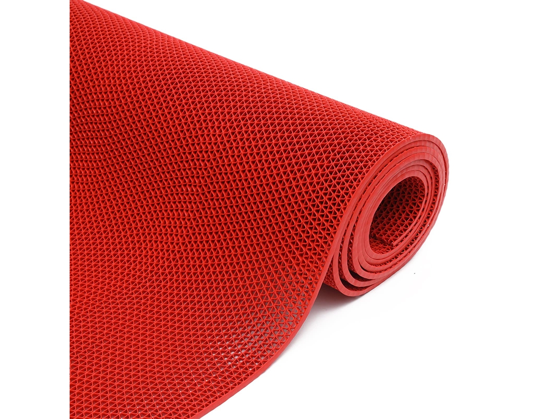 (rojo) Alfombra De Baño Y Cocina De Plástico Pvc Antideslizante, Rollo Grande, Malla Hueca, Respetuosa Con El Medio Ambiente.