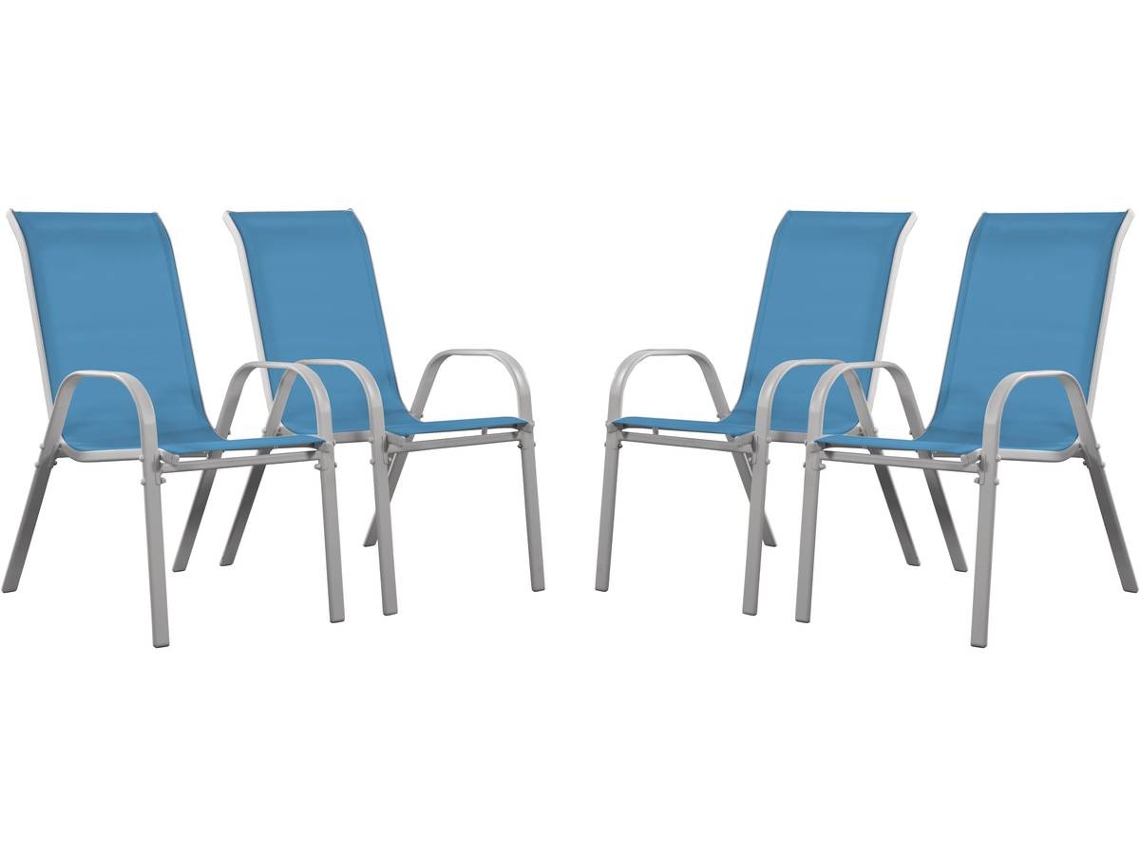 Juego de 4 sillones en Textileno "Córdoba" - Phoenix - Azul