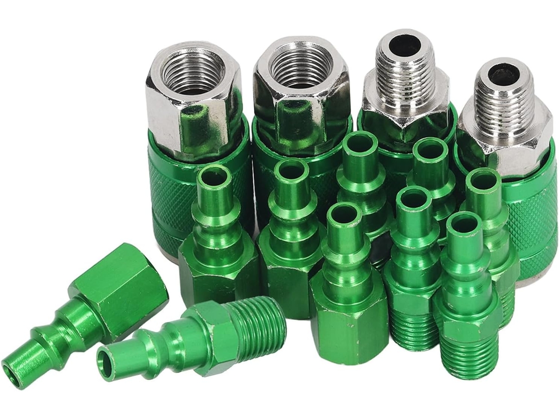 Kit De Acoplador Y Tapón De Aire Universal De 1/4 Npt De Aleación De Aluminio Aro Para Herramientas