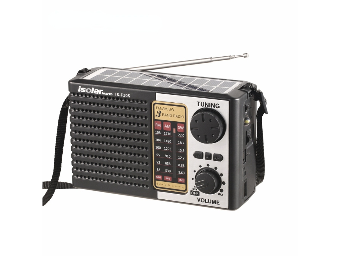 Radio Portátil Mdug Fm/am/sw Con Altavoz Bluetooth Inalámbrico, Luz Led De Escenario, Banda Completa, Emergencia Solar
