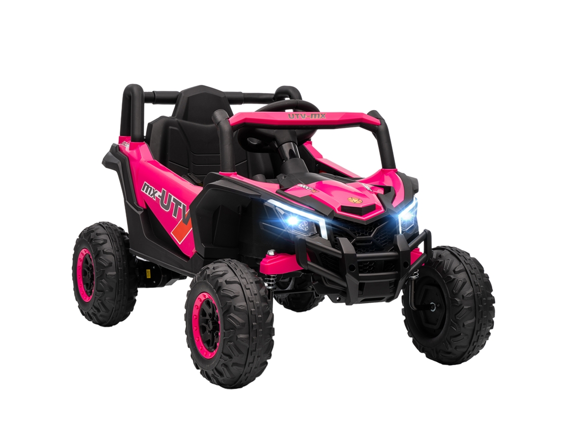 Coche eléctrico infantil de 12 V con 2 motores, mando a distancia de 2,4 G, velocidad de hasta 7 km/h, USB, 96 x 61 x 56 cm, rosa, ZENCORE SERVICES