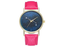 Reloj Simple Moda Mujer Hombre Correa Cuero Pu Reloj De Pulsera De Quartzo Rojo Rosa