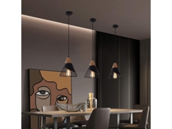 Conjunto De 3 Luminárias Pendentes Vintage, Design Em Madeira E Metal, Luminárias De Teto Estilo Industrial (preto)