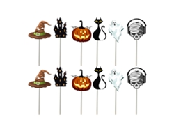 Palillos reutilizables para cócteles, suministros para fiestas de Halloween, banderines de calidad para decorar pasteles, con 48 impresionantes decora EIOORORRIY