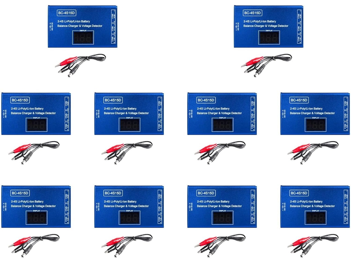 Cargador De Equilibrio Para Baterías Li-ion Lipo Bc-4s15d (10 Unidades), Detector De Voltaje Y Pantalla Digital Lcd.