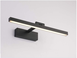 Luz de baño LED, lámpara de gabinete con espejo, lámpara de pared de ángulo ajustable, (negro / blanco cálido)