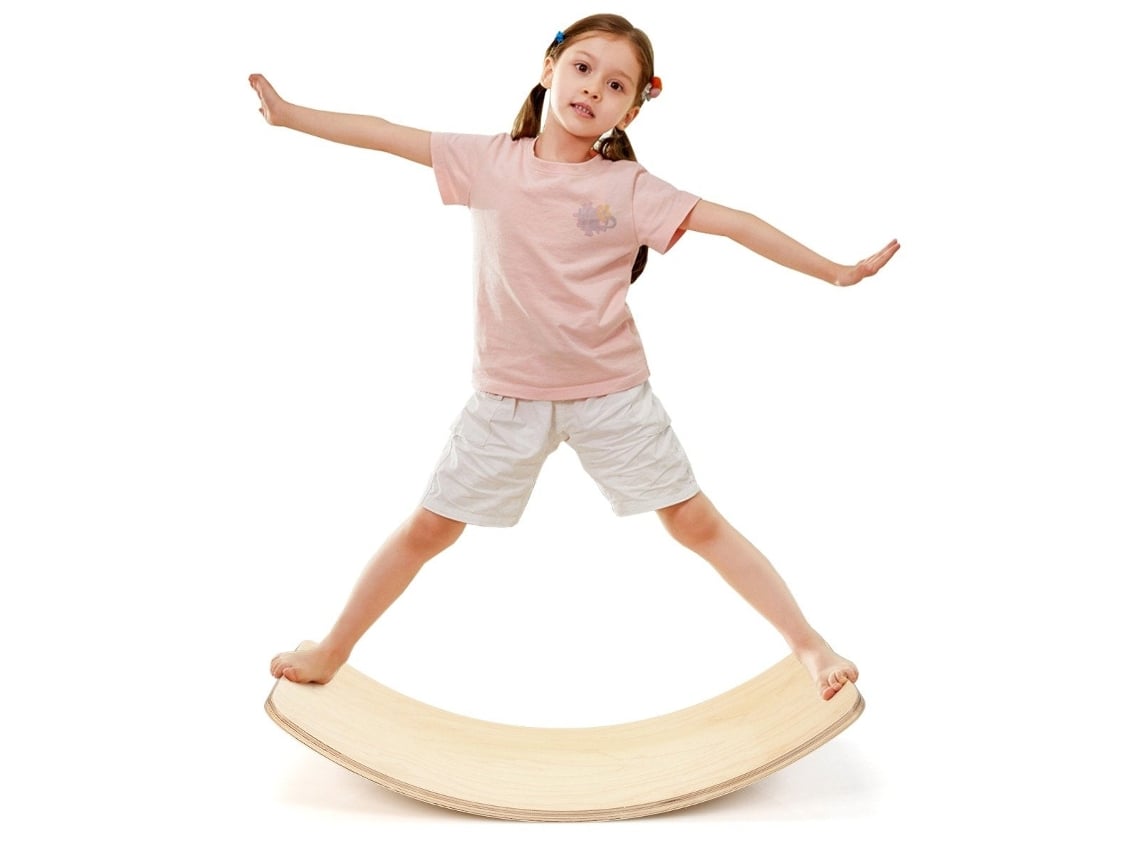 Tabla de equilibrio de madera, tabla Waldorf de madera para niños, 90 x 39 x 19,5 cm, natural.