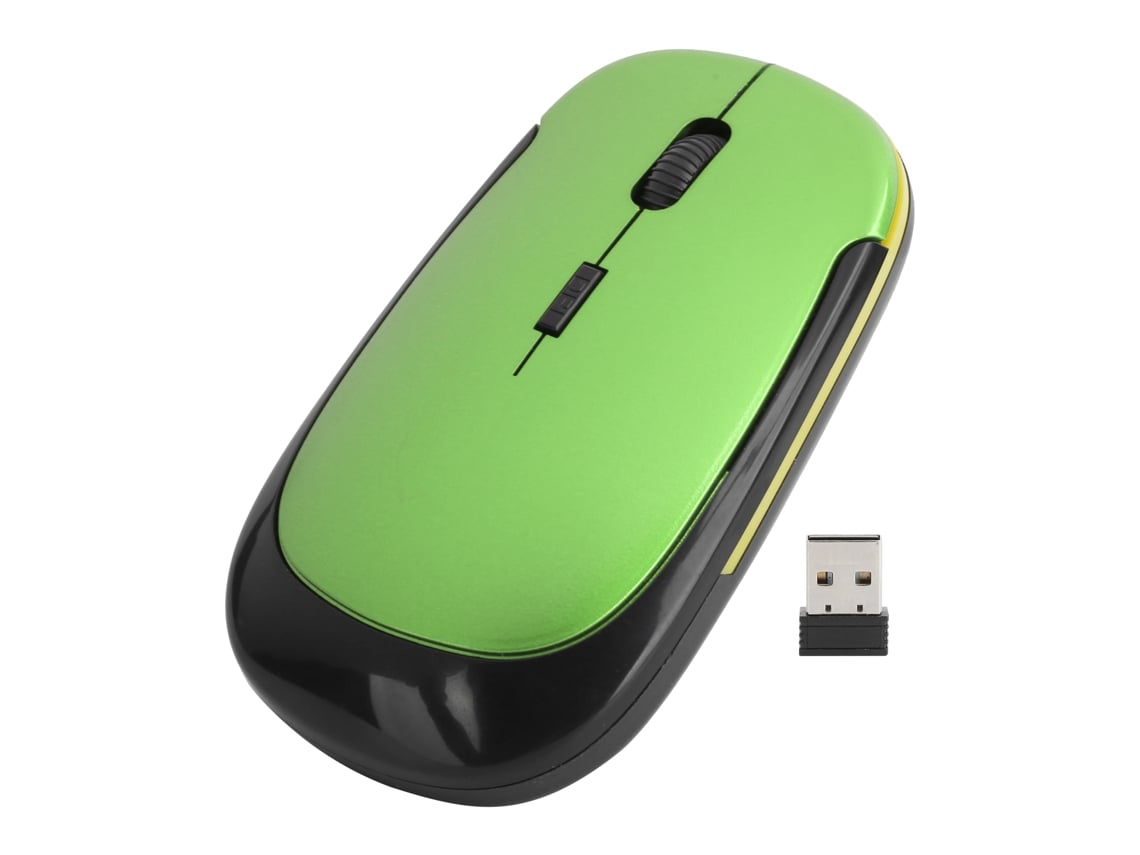 Rato Sem Fio 2.4g Óptico Ajustável 1600dpi Usb Mudo Acessório Para Notebook Verde