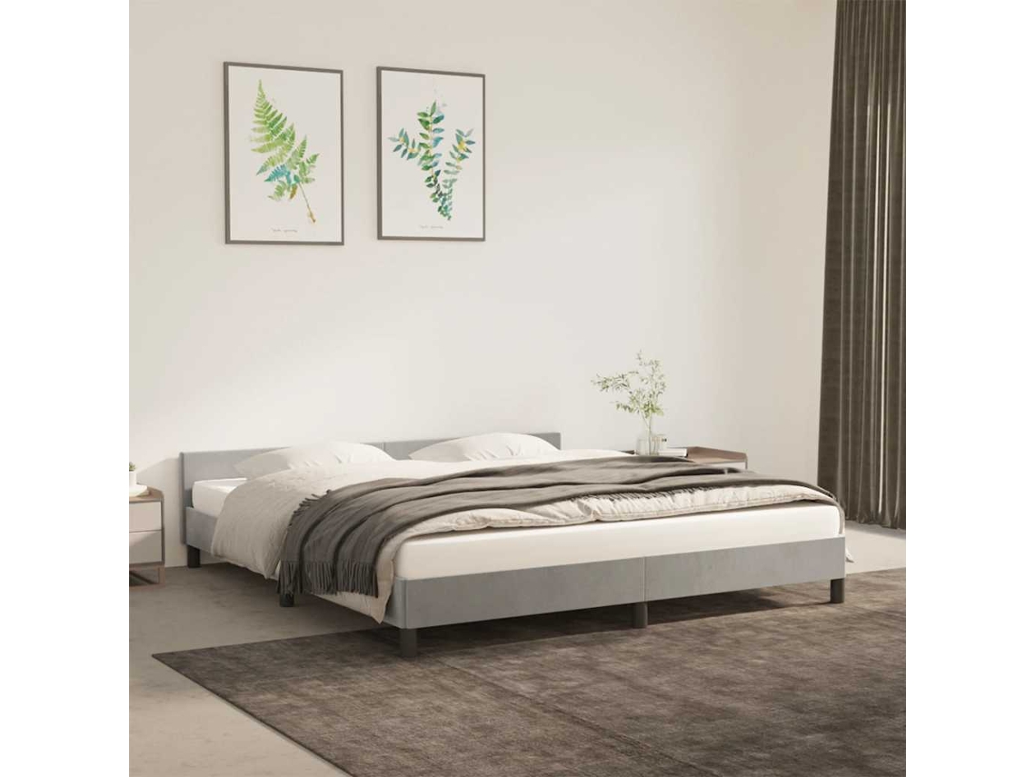 Estructura De Cama Sin Colchón Terciopelo Gris Claro 160x200 Cm