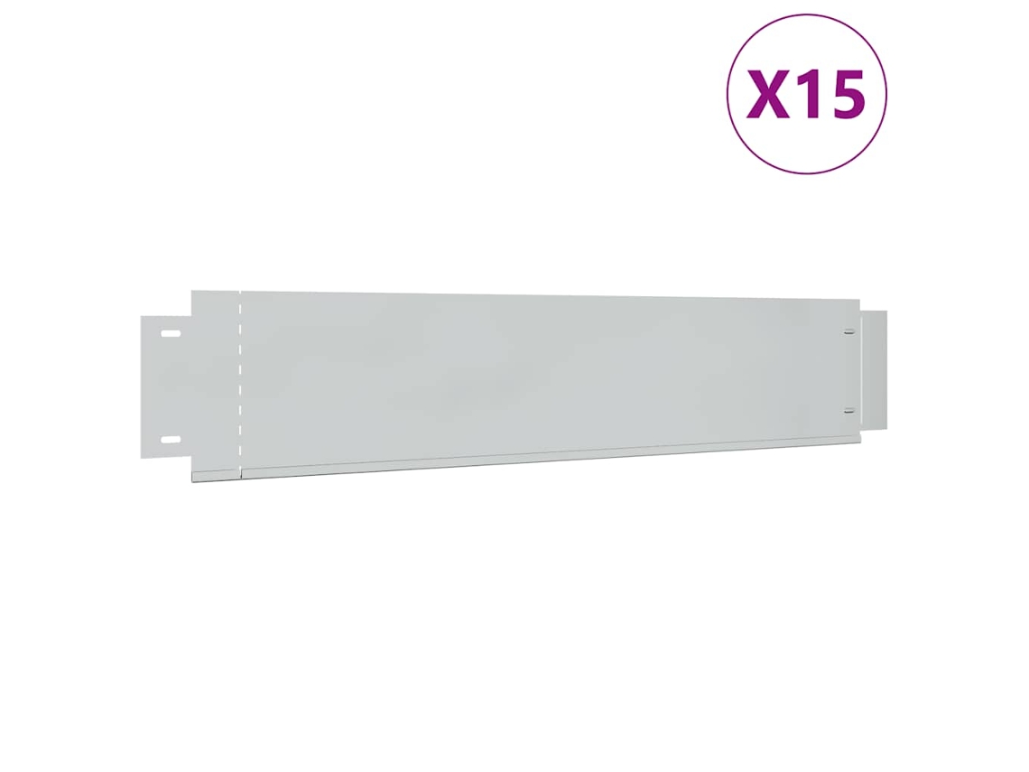 Juego de 15 vallas de césped de acero galvanizado, 100 x 20 cm, EXCLUSIVA MAISON