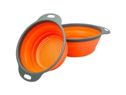 Juego De Cucharas De Cocina: 2 Cucharas Plegables (8" Y 9,5") Para Escurrir Alimentos.