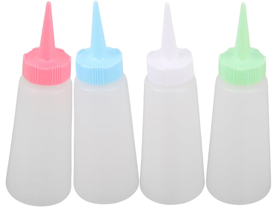 4 Pièces Lot De 4 Flacons Doseurs Applicateurs De Teinture Capillaire 120 Ml En Plastique Souple,...