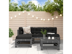 Conjunto de jardín de 5 piezas con cojines de madera maciza gris DKD Home Decor